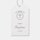 Dusty Blue Bow Grieks Lijst Doop Gift Labels Cadeaulabel (Voorkant)