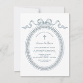 Dusty Blue Bow Grieks Lijst Doop Kaart (Voorkant)