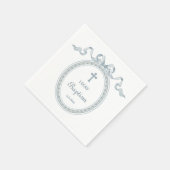 Dusty Blue Bow Grieks Lijst Doop Servet (Hoek)