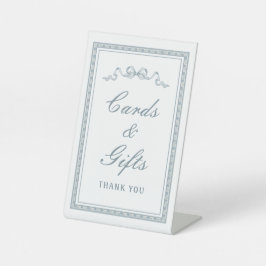 Dusty Blue Bow Grieks Lijst Kaarten & geschenken Reclamebord Met Voetstuk