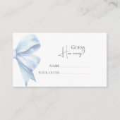 Dusty Blue Bow Guess Hoeveel Baby shower Boy Informatiekaartje (Voorkant)