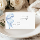 Dusty Blue Bow Guess Hoeveel Baby shower Boy Informatiekaartje
