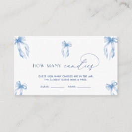Dusty Blue Bow Guess Hoeveel Snoepjes Game Informatiekaartje