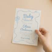 Dusty Blue Bow Hand Drawn Boy Coquette Baby shower Kaart