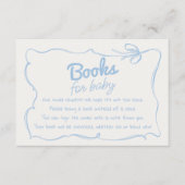 Dusty Blue Bow Hand Getrokken Baby Boy Boek Verzoe Informatiekaartje (Voorkant)