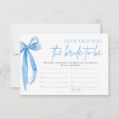 Dusty Blue Bow Hoe oud was de bruid om een spel te Kaart (Voorkant)