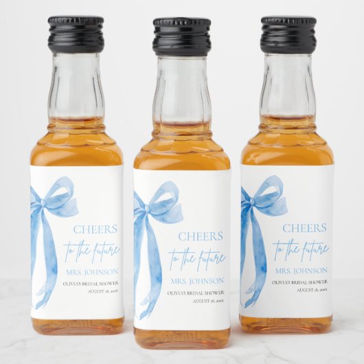 Dusty Blue Bow juicht het toekomstige Vrijgezellen Likeurfles Etiket (Flessen)