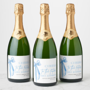 Dusty Blue Bow juicht het toekomstige Vrijgezellen Sparkling Wijnetiket