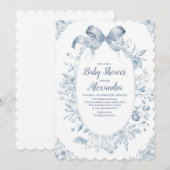 Dusty Blue Bow Kaart (Voorkant / Achterkant)