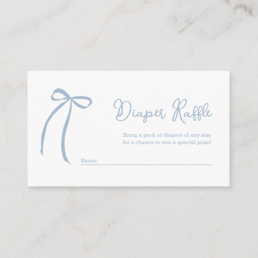 Dusty Blue Bow Luier Raffle Insert Kaart (Voorkant)