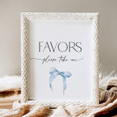 Dusty Blue Bow Neem een Favor Bruids voetstuk Teke Reclamebord Met Voetstuk