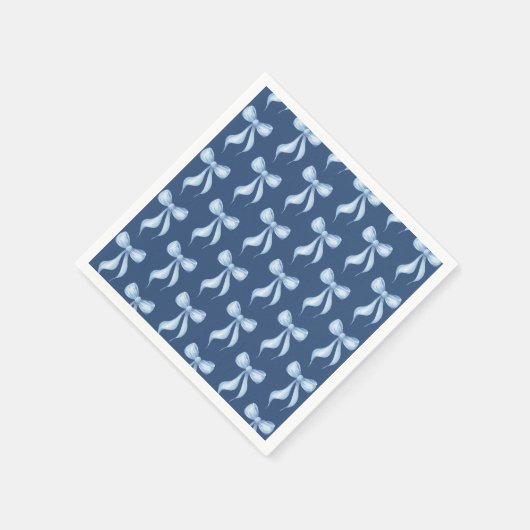 Dusty Blue Bow Pattern Bridal Shower Servet (Hoek)