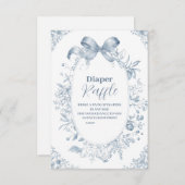  Dusty Blue Bow Raffle Diapper Informatiekaartje (Voorkant / Achterkant)