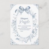  Dusty Blue Bow Raffle Diapper Informatiekaartje (Voorkant)