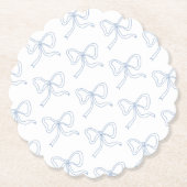 Dusty Blue Bow Ribbon Summer Party Paper Onderzett Kartonnen Onderzetters (Voorkant)