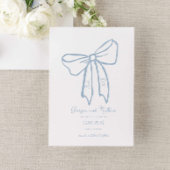 Dusty Blue Bow Save the Date Invitation Kaart