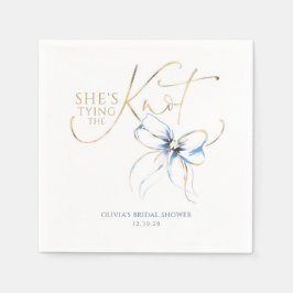 Dusty Blue Bow She's Tying the Knot Bridal Shower Servet