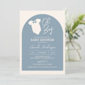Dusty Blue Bow Stropdas Baby shower Kaart (Staand voorkant)