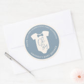 Dusty Blue Bow Stropdas Baby shower Ronde Sticker (Envelop)