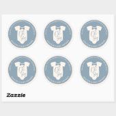 Dusty Blue Bow Stropdas Baby shower Ronde Sticker (Vel)