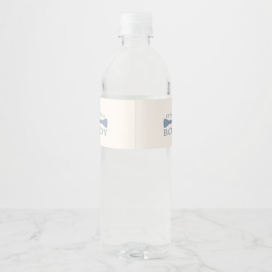 Dusty Blue Bow Stropdas Baby shower Waterfles Etiket (Achterkant)