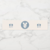 Dusty Blue Bow Stropdas Baby shower Waterfles Etiket (Enkel label)