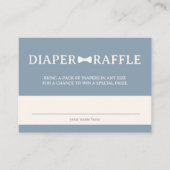 Dusty Blue Bow Stropdas Diaper Raffle Informatiekaartje (Voorkant)