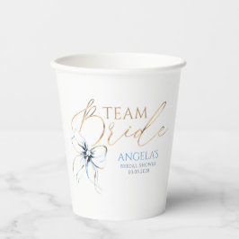 Dusty Blue Bow Team Bride Bridal Shower Papieren Bekers