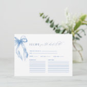 Dusty Blue Bow Tying the Knot Vrijgezellenfeest Re Informatiekaartje (Staand voorkant)