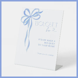 Dusty Blue Bow Vrijgezellenfeest Boeket Bar Reclamebord Met Voetstuk