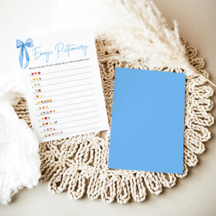 Dusty Blue Bow Vrijgezellenfeest Emoji Pictionary Kaart