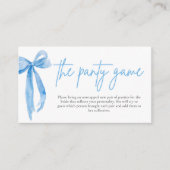 Dusty Blue Bow Vrijgezellenfeest het panty spel Informatiekaartje (Voorkant)