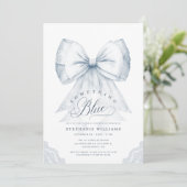 Dusty Blue Bow-Vrijgezellenfeest Kaart (Staand voorkant)