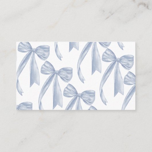 Dusty Blue Bow Vrijgezellenfeest Recept Aanvraag Informatiekaartje (Achterkant)