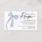 Dusty Blue Bow Vrijgezellenfeest Recept Aanvraag Informatiekaartje (Voorkant)
