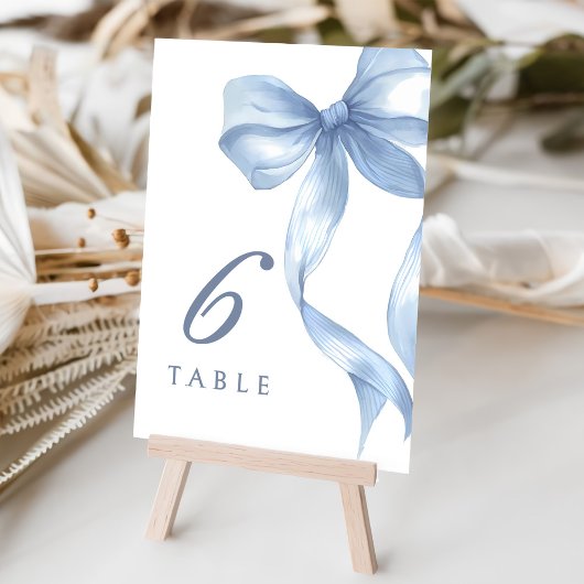 Dusty Blue Bow Vrijgezellenfeest Tafelnummer