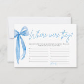 Dusty Blue Bow waar waren ze Vrijgezellenfeest spe Kaart (Voorkant)
