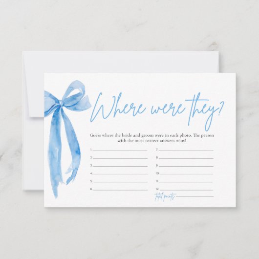 Dusty Blue Bow waar waren ze Vrijgezellenfeest spe Kaart (Voorkant)