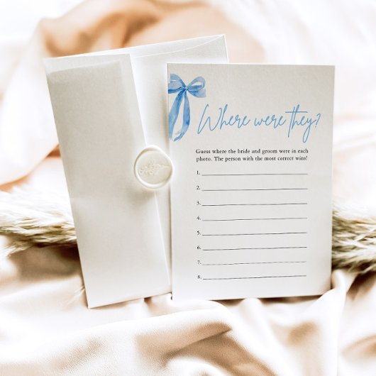 Dusty Blue Bow waar waren ze Vrijgezellenfeest spe Kaart