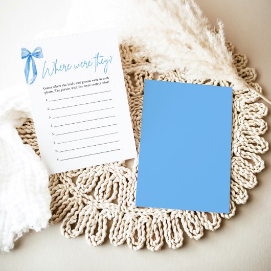 Dusty Blue Bow waar waren ze Vrijgezellenfeest spe Kaart