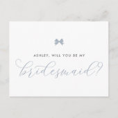 Dusty Blue Bow wordt mijn bruidsmeisje Kaart (Voorkant)