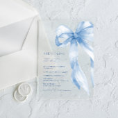 Dusty Blue Bow Ze bindt de knoop Vrijgezellenfeest Acryl Uitnodigingen