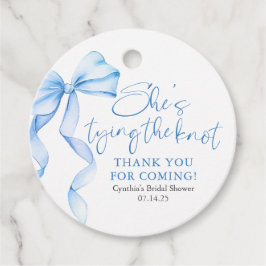 Dusty Blue Bow Ze bindt de knoop Vrijgezellenfeest Bedankjes Labels