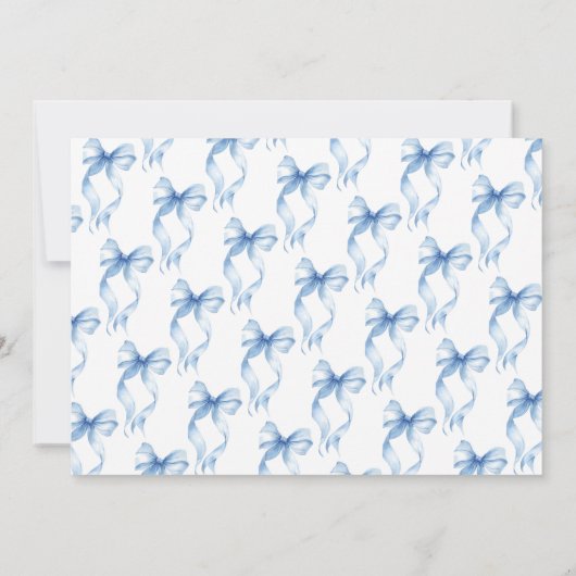 Dusty Blue Bow Ze bindt de knoop Vrijgezellenfeest Bedankkaart (Achterkant)