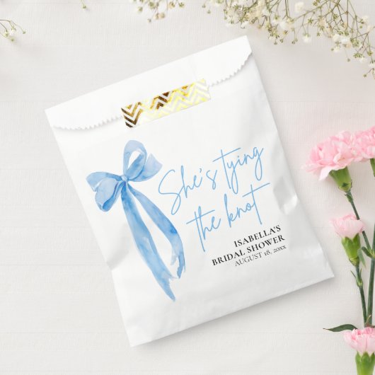 Dusty Blue Bow Ze bindt de knoop Vrijgezellenfeest Bedankzakje (Gezegeld)