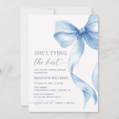 Dusty Blue Bow Ze bindt de knoop Vrijgezellenfeest Kaart (Voorkant)