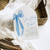 Dusty Blue Bow Ze bindt de knoop Vrijgezellenfeest Kaart