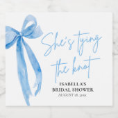 Dusty Blue Bow Ze bindt de knoop Vrijgezellenfeest Likeurfles Etiket (Enkel label)
