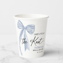 Dusty Blue Bow Ze bindt de knoop Vrijgezellenfeest Papieren Bekers