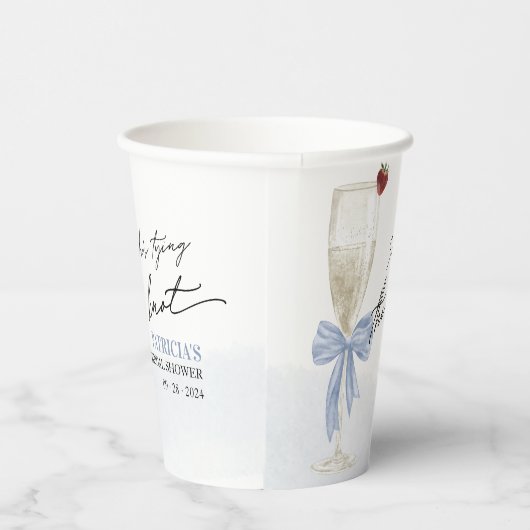 Dusty Blue Bow Ze bindt de knoop Vrijgezellenfeest Papieren Bekers (Rechts)